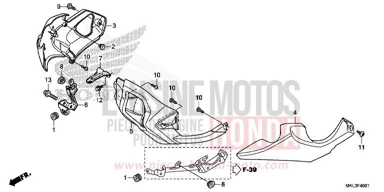 PANNEAU INFERIEUR (NC750XD) von NC750X DCT MAT BALLISTIC BLACK METALLIC (NHA86) von 2019